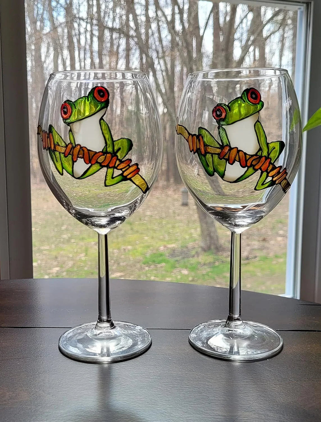 Hand Painted Stemmed Wine Glasses Set Of 2 Z817612