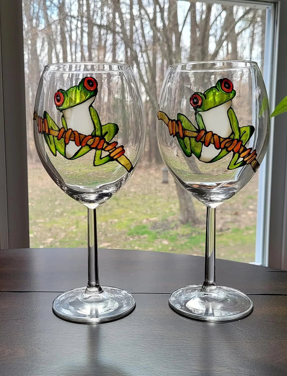 Hand Painted Stemmed Wine Glasses Set Of 2 Z817612