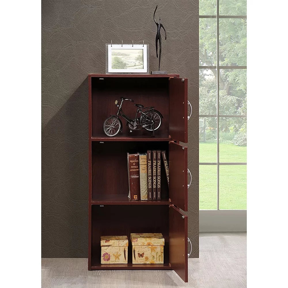 Indoor Modern 3-Shelf 3-Door Bookcase M275936
