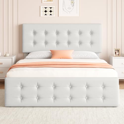 Black Queen Size Faux Leather Upholstered Platform Bed Frame with 4 Storage Drawers and Headboard S140
