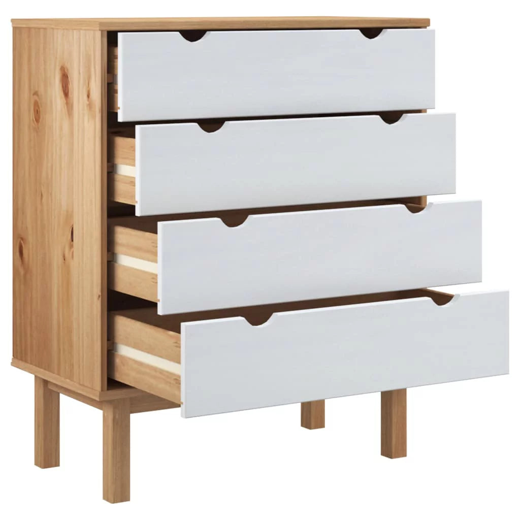 Brown&White Solid Wood Pine Drawer Cabinet T662