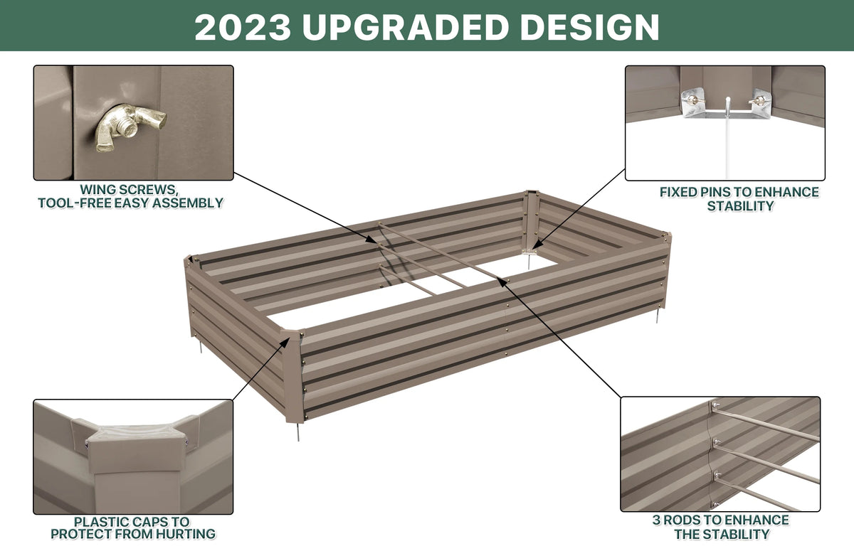 Galvanized Raised Garden Bed 6*3*1 ft Rust-Resistant Metal Planter Box Brown G416