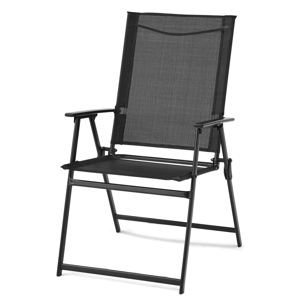 Black Steel and Sling Folding Outdoor Armchair Set of 2 K8514