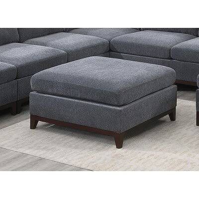 Ash Gray Chenille Storage Ottoman H44067