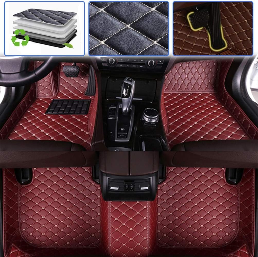 Custom Car Floor Mats Leather Waterproof Anti-Skid Full Coverage Set Black H1827