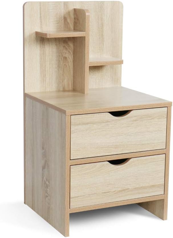 Black Lifting Top Nightstand with 2 Drawer Storage E52206