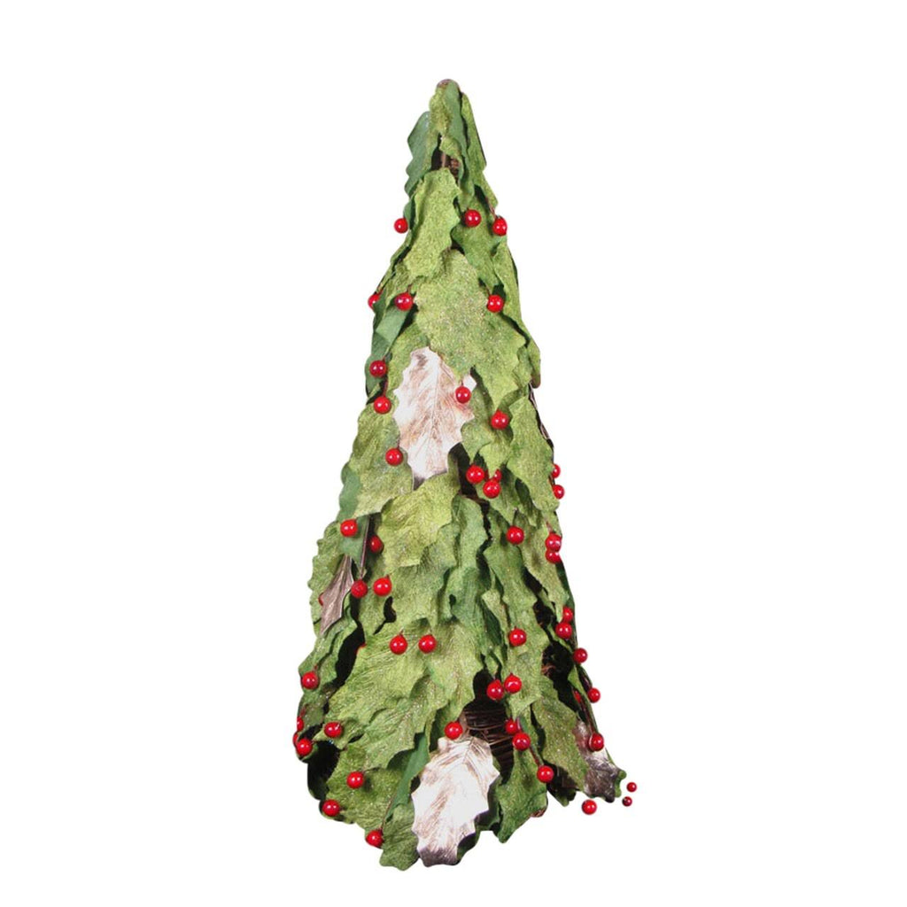 Artificial Red Holly Berry Leaf Christmas Cone Tree Z723863