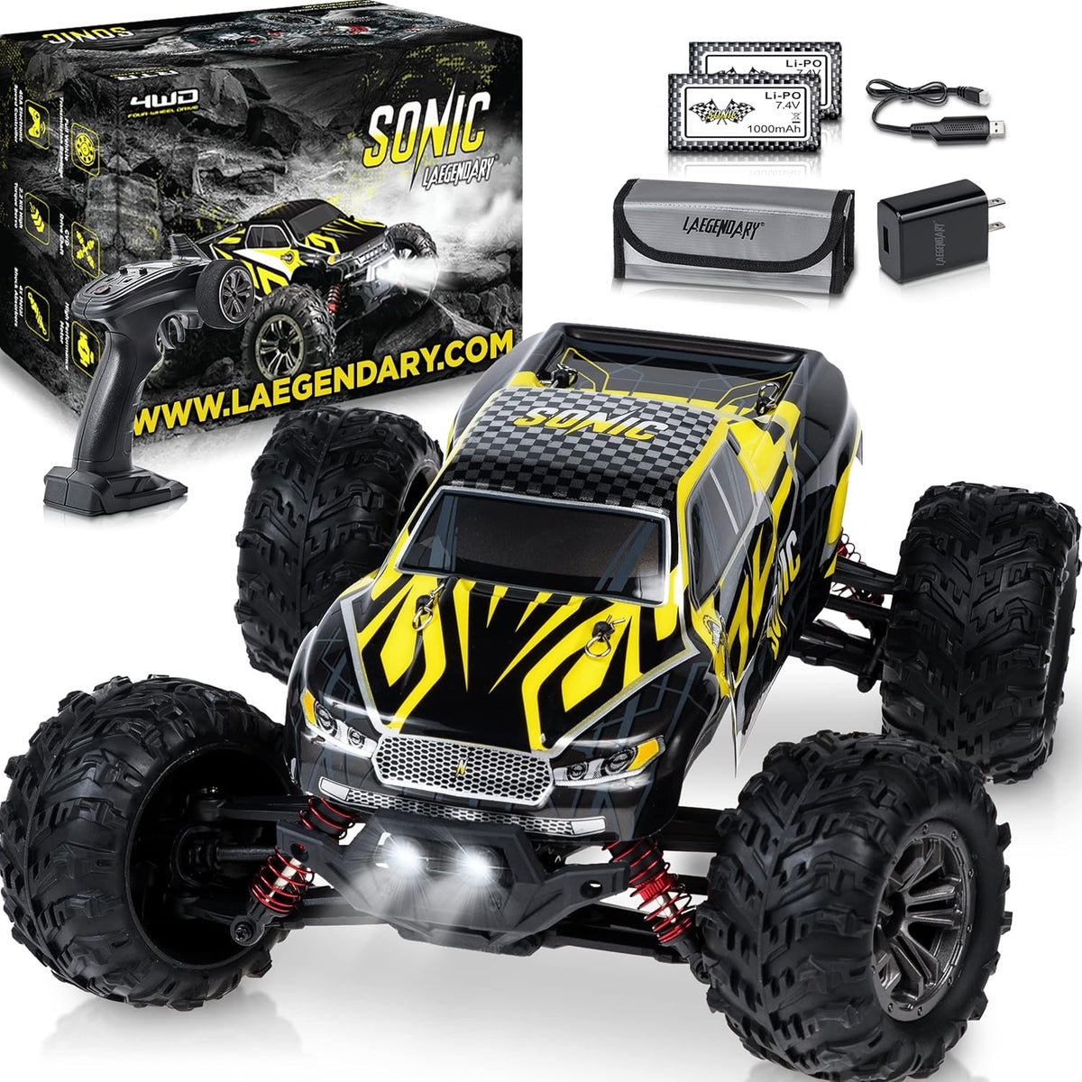 Off Road Remote Control Car 4x4 Truck 1:16 Scale Black Yellow B434