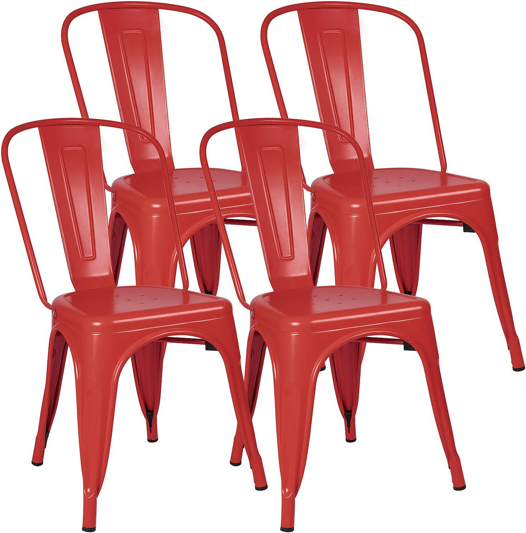 Grey Metal Stackable Dining Chairs Set of 4 Y5583