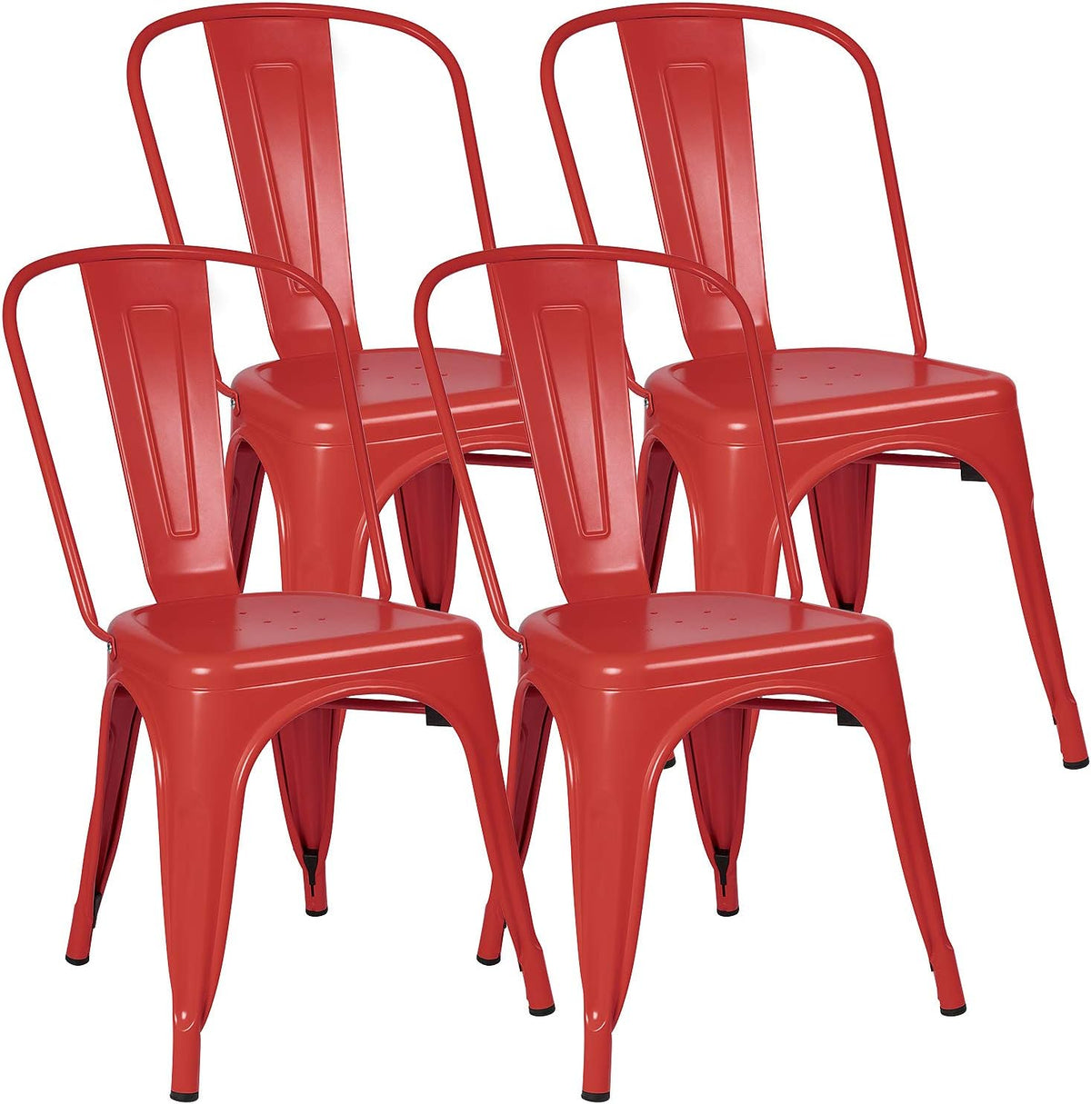 Grey Metal Stackable Dining Chairs Set of 4 Y5583