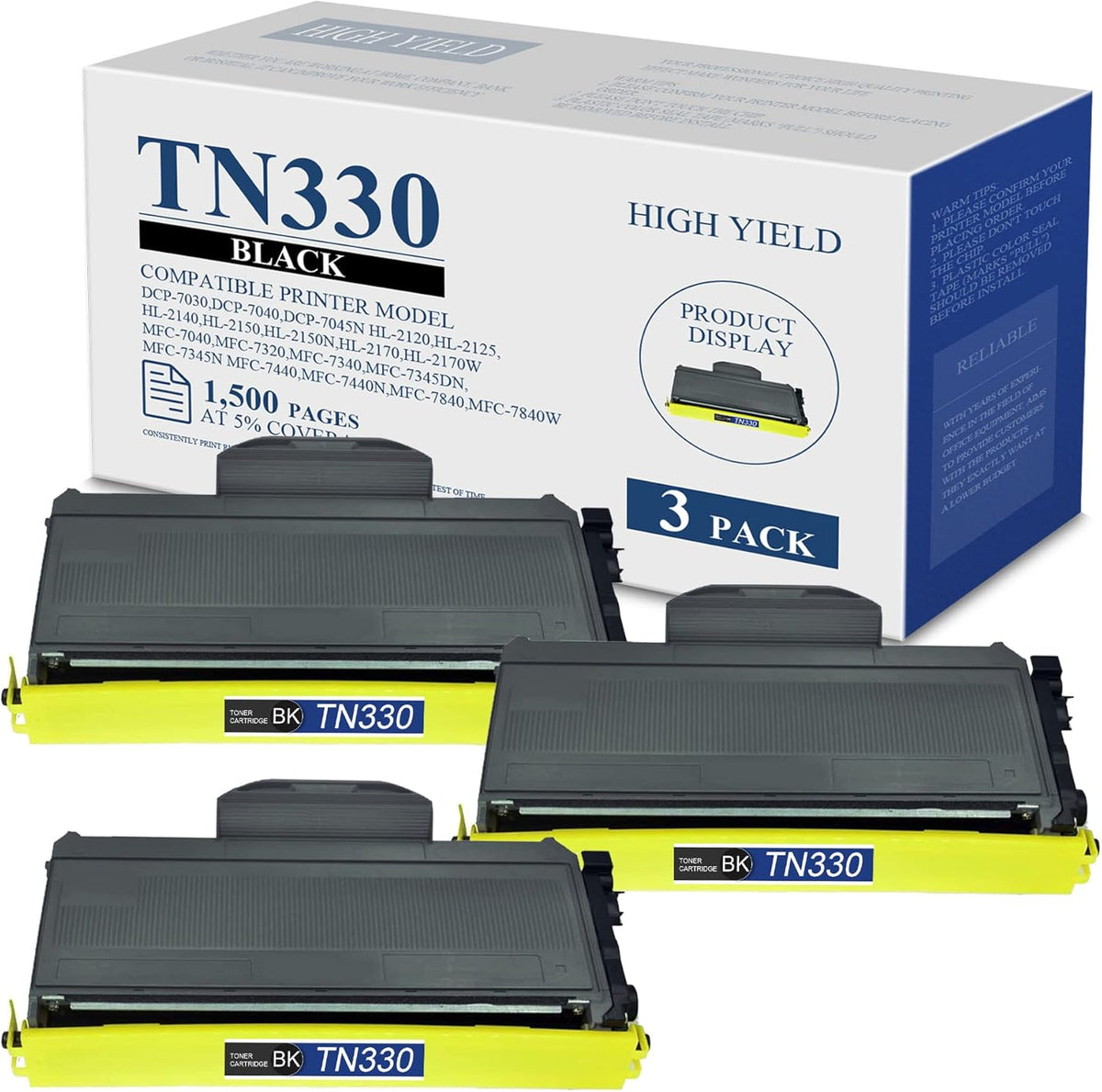 Compatible TN330 Toner Cartridge Black 3-Pack Y52341