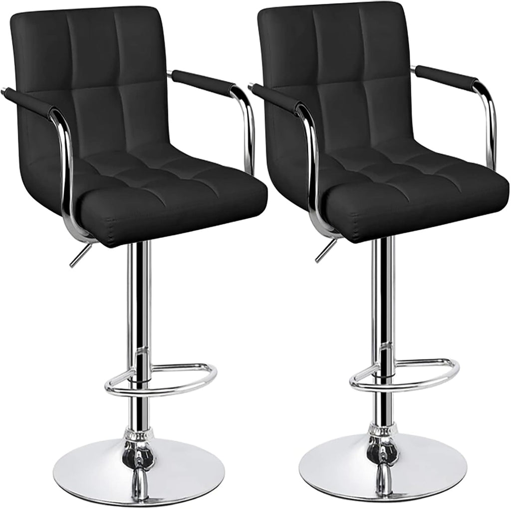 White Adjustable Swivel Bar Stools Set of 2 W15266