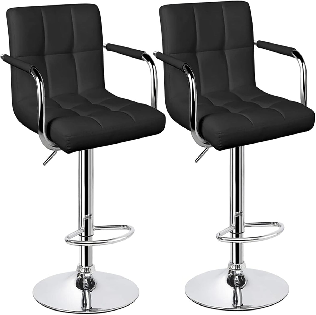 White Adjustable Swivel Bar Stools Set of 2 W15266