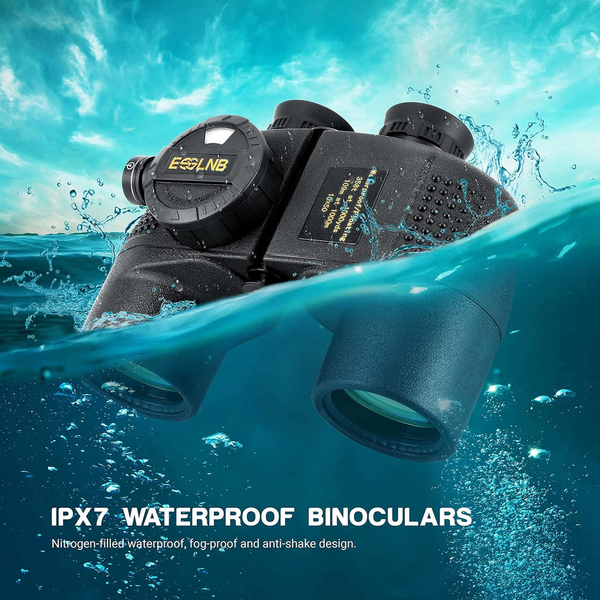 10X50 Waterproof Binoculars with Rangefinder and Compass M638