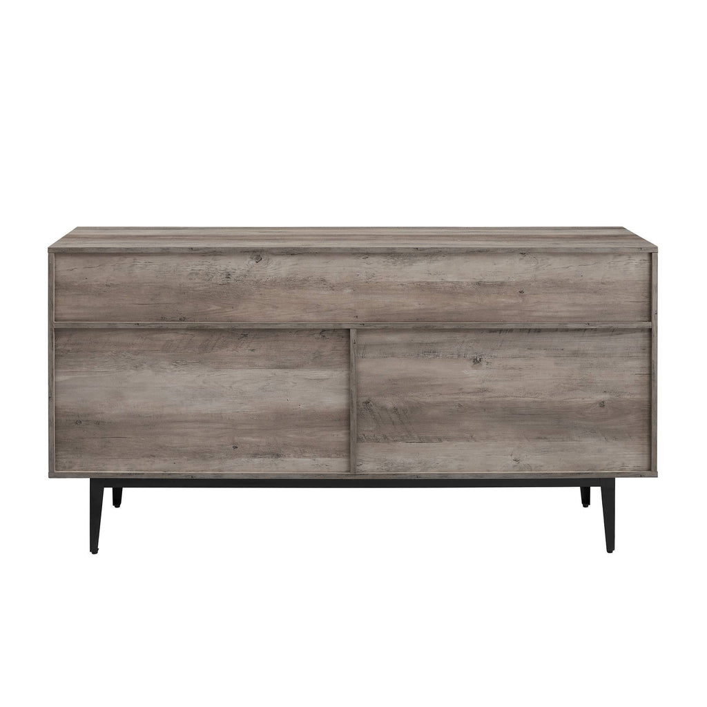 60x22 Asymmetrical 2 Drawer Sideboard Faux White Marble Gray Wash Z662