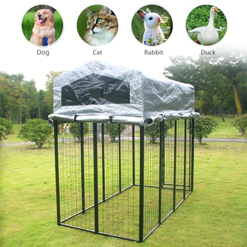 Large Heavy Duty Outdoor Dog Kennel with Roof and Waterproof Cover P950919