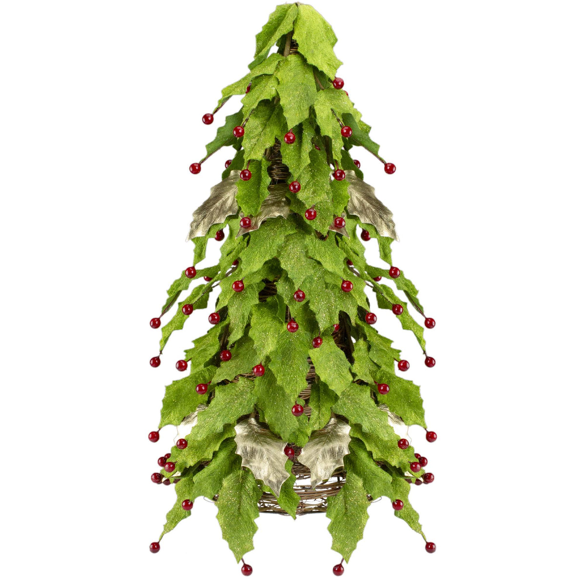 Artificial Red Holly Berry Leaf Christmas Cone Tree Z723863