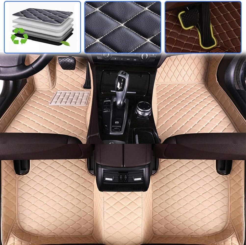 Custom Car Floor Mats Leather Waterproof Anti-Skid Full Coverage Set Black H1827