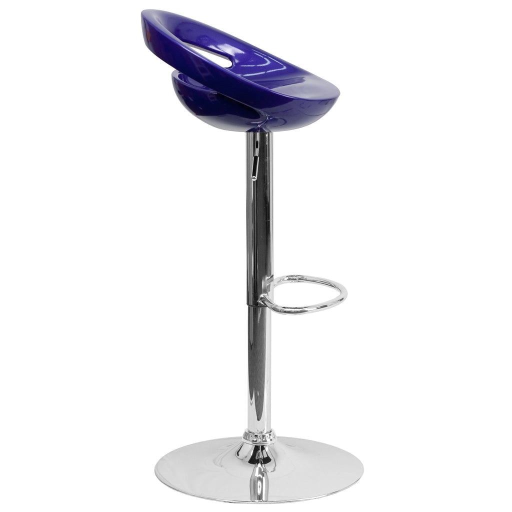 Blue Adjustable Height Plastic Barstool with Chrome Base C15936
