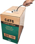 550MHZ CAT6 Plenum Cable 1000ft Blue, 23AWG 4Pair Solid UTP Network Cable A801