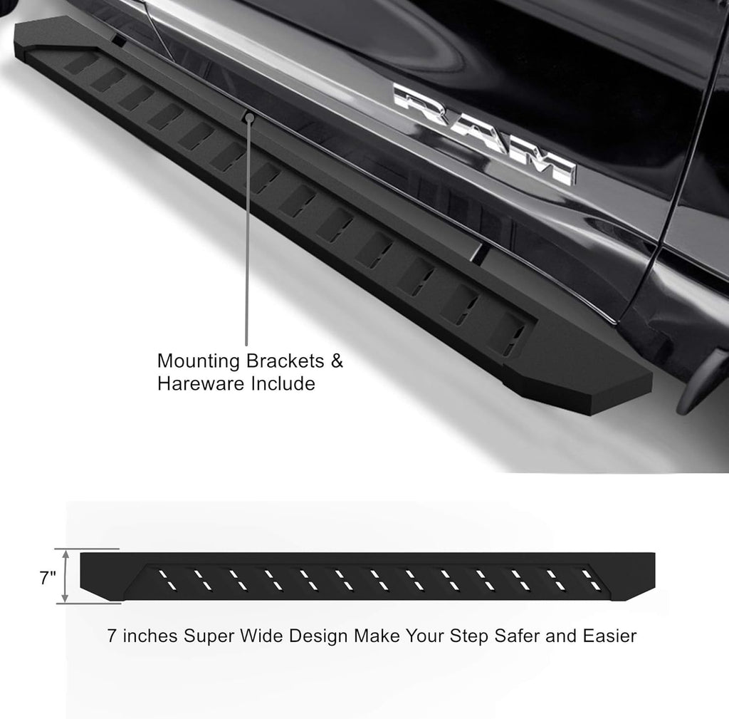 Running Boards Side Step Nerf Bar 7 Inch Wide Texture Black L1558