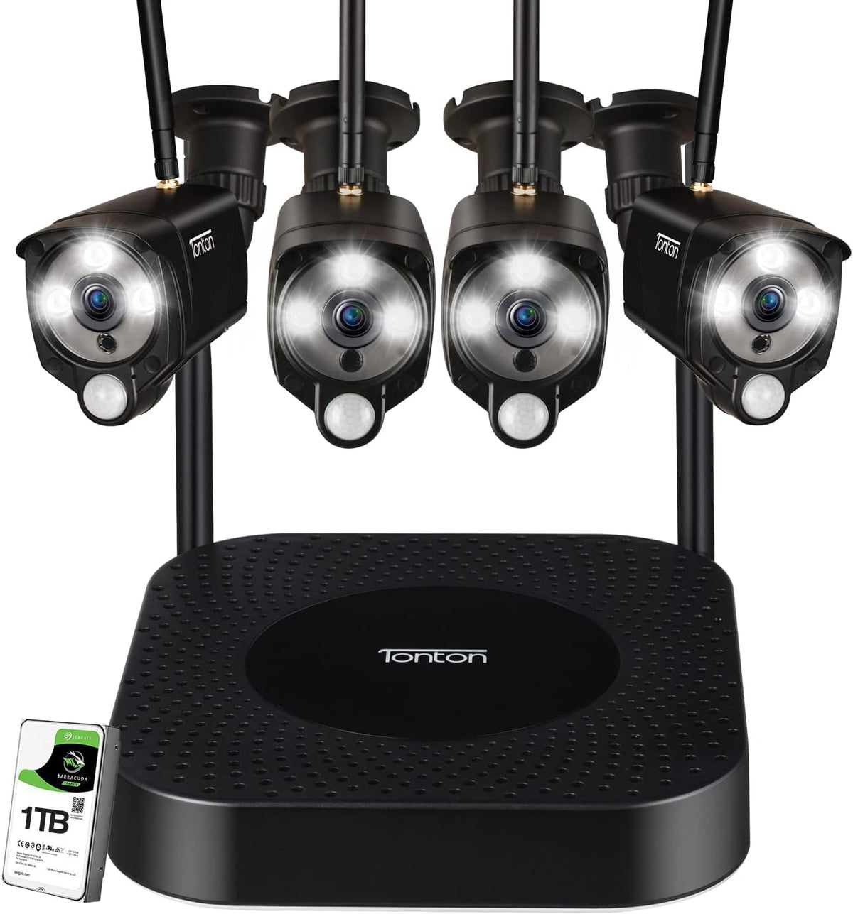 Wireless Security Camera System, 8CH NVR with 1TB HDD and 6PCS 3MP Outdoor Bullet Cameras Q659