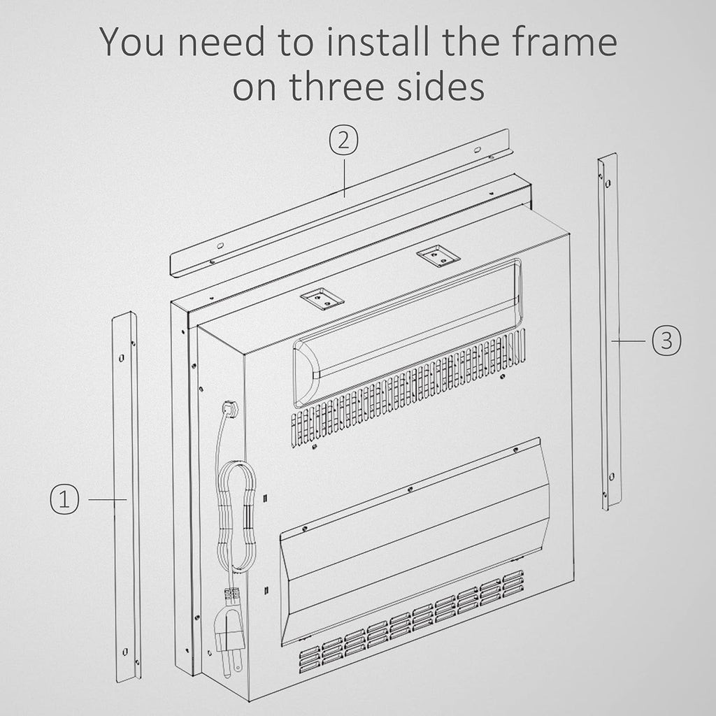 23 Electric Fireplace Insert with Adjustable Brightness, 1400W, Black G198