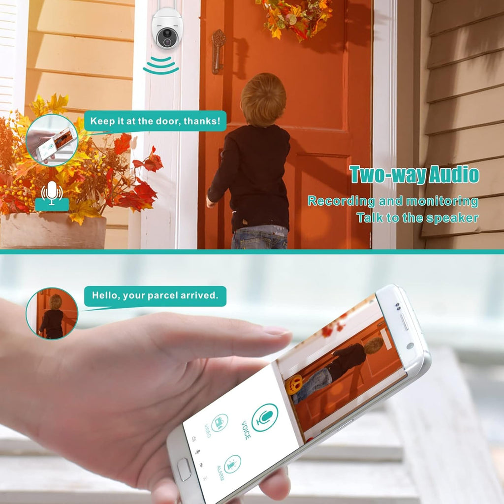 Outdoor Wireless Solar Security Camera, 15000mAh Battery Powered 360° WiFi PTZ Camera with Motion Detection, 2 Way Audio, Night Vision, IP65 Waterproof, SD /Cloud Storage C6555