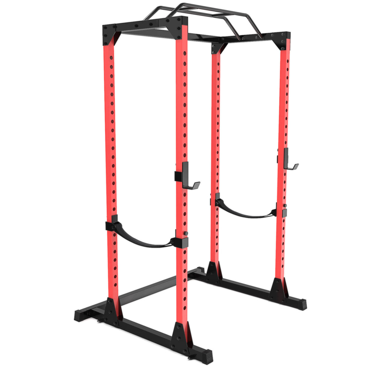 Black Red Steel Squat Cage with Pull Up Bar O343474