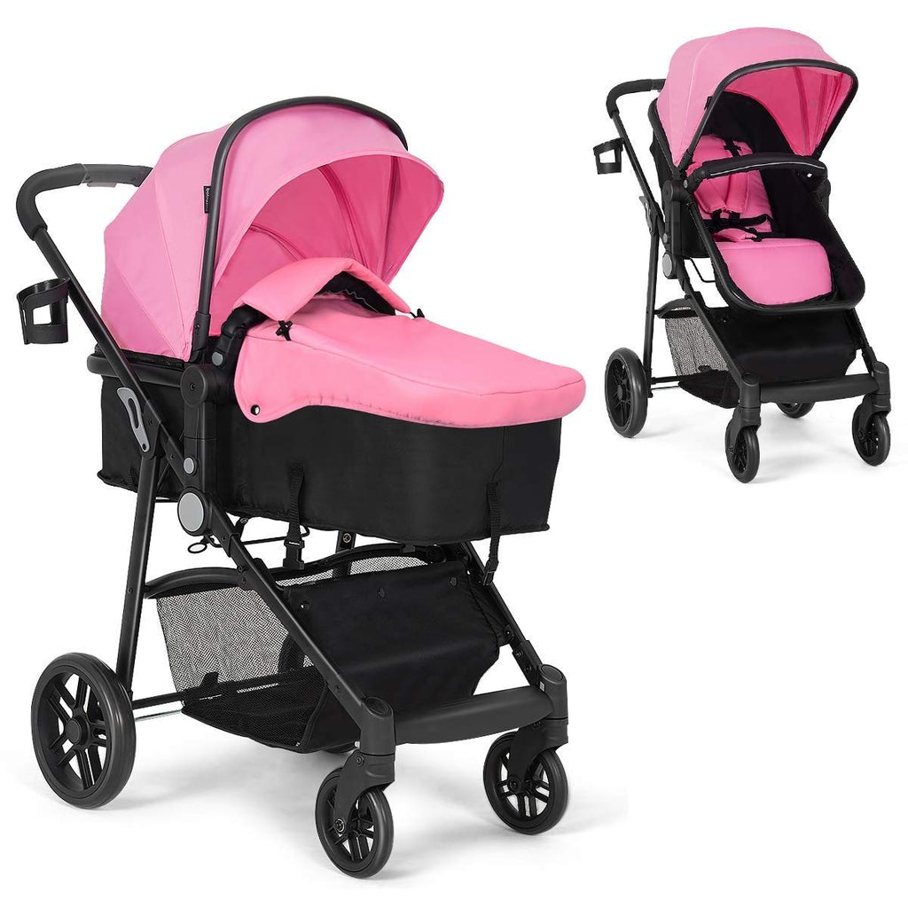 2 in 1 Convertible Bassinet Stroller with Cup Holder (Black) C1884