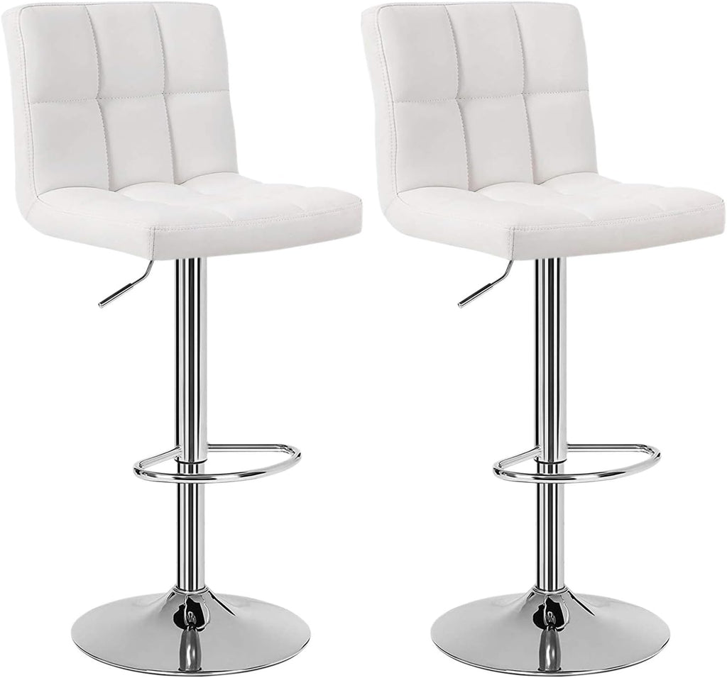 White Adjustable Swivel Bar Stools Set of 2 W15266