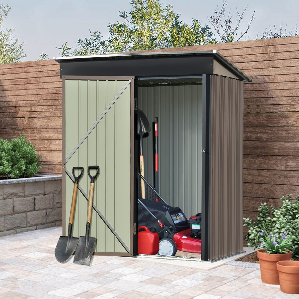 Outdoor Storage Garden Shed 5ft.Wx3ft.L Metal Storage Cabinet with Lockable Door R442
