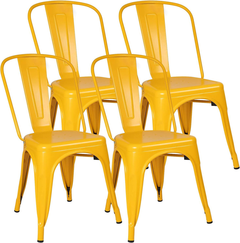 Grey Metal Stackable Dining Chairs Set of 4 Y5583