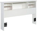 Wooden Full-Queen Bookcase Headboard in Glacier White M80119