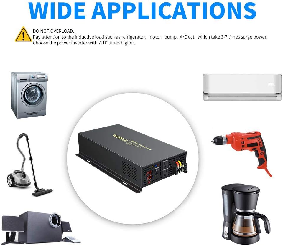 Pure Sine Wave 3500W 24V DC to 110V 120V AC Power Inverter with Dual US Outlets G9090