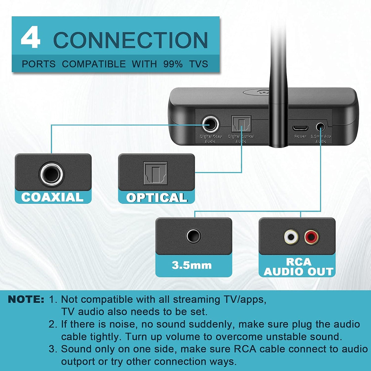 Wireless Headphones with Optical Bluetooth Transmitter, up to 165ft Range, Black N510695