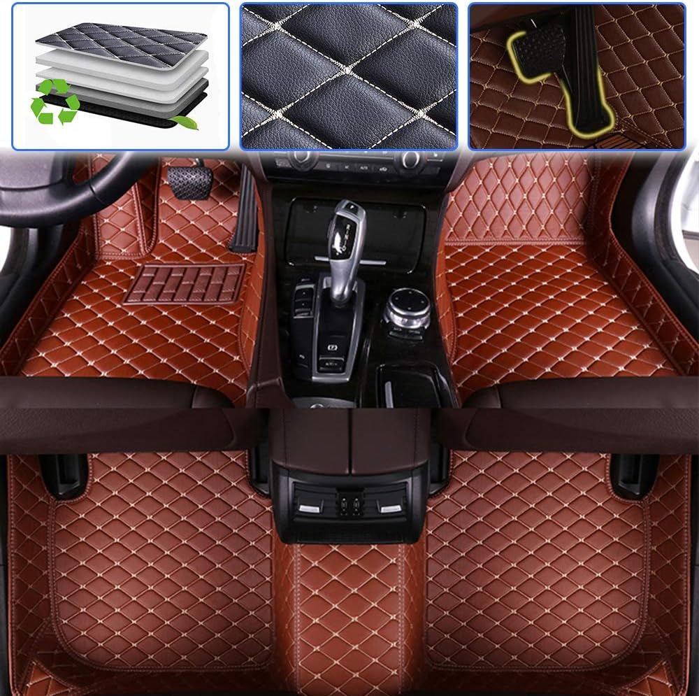 Custom Car Floor Mats Leather Waterproof Anti-Skid Full Coverage Set Black H1827