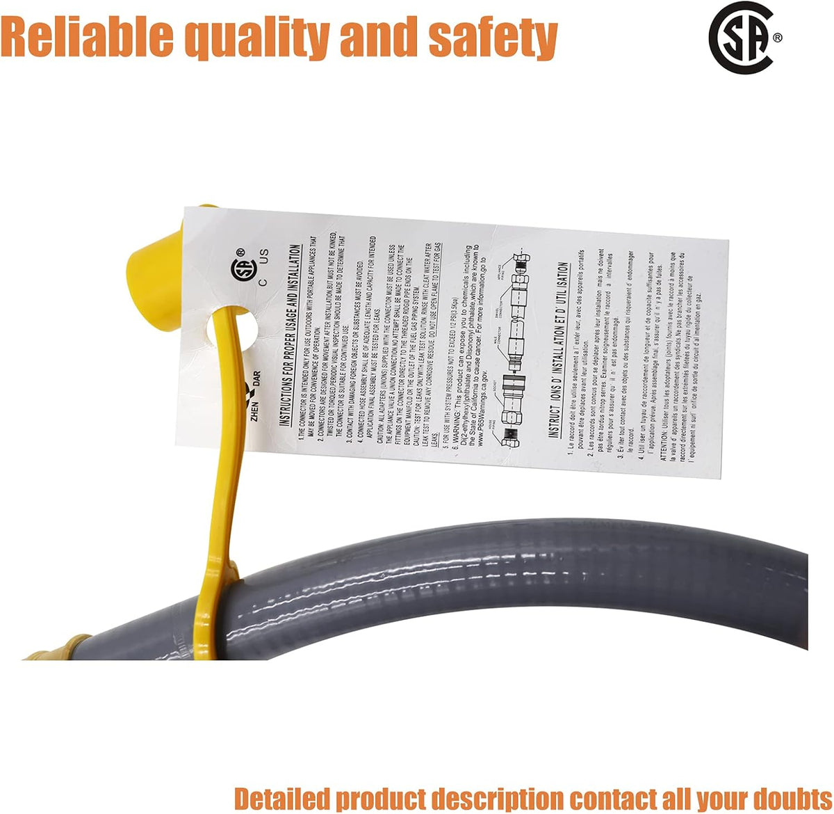 15FT 3/4 Inch ID Natural Gas Hose with Quick Connect Fittings K874498