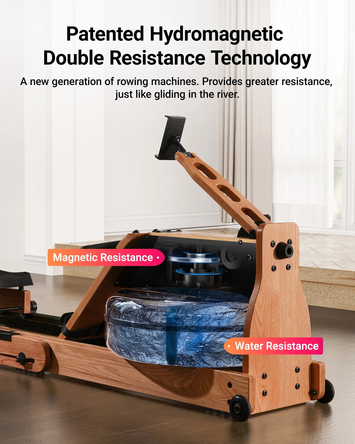 Foldable Solid Wood Rowing Machine X1437