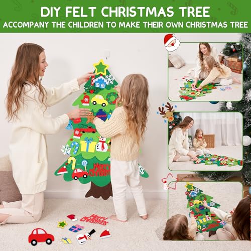Felt Christmas Tree Set with 32 Ornaments I218