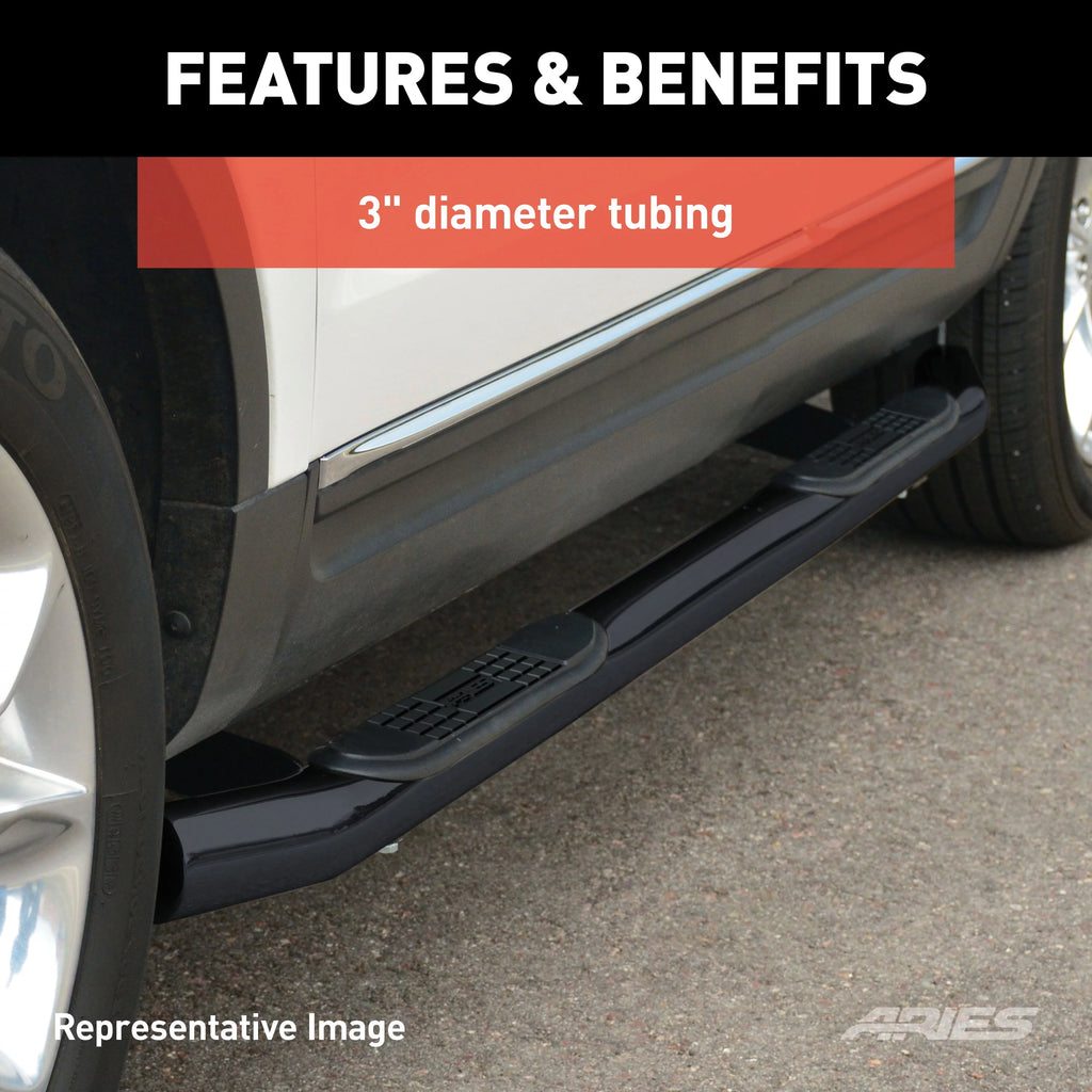 3-Inch Round Black Stainless Steel Nerf Bars C84715