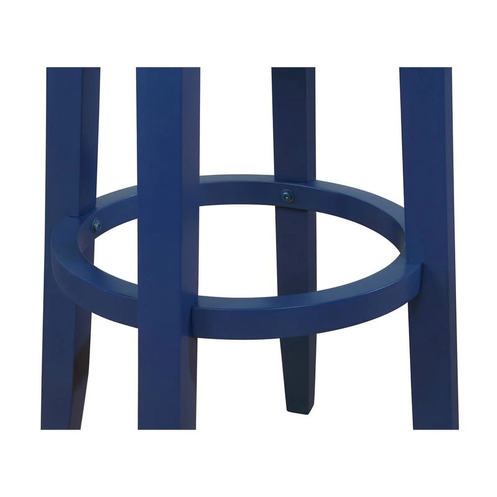 Navy Blue Wood Swivel Barstool Y55419