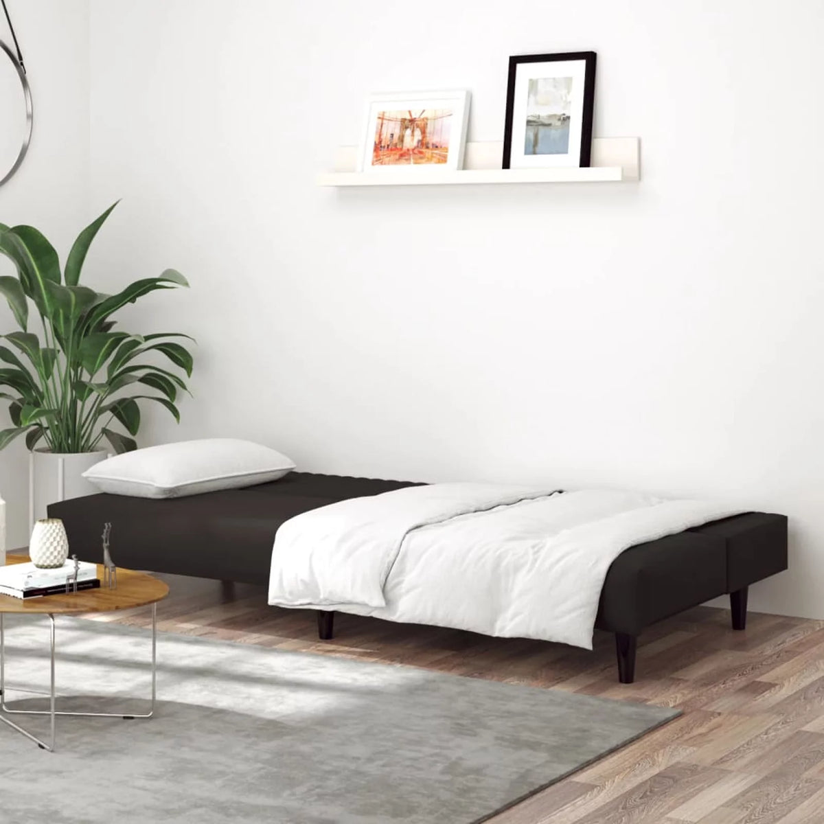 Black Velvet 2-Seater Sofa Bed Q9018