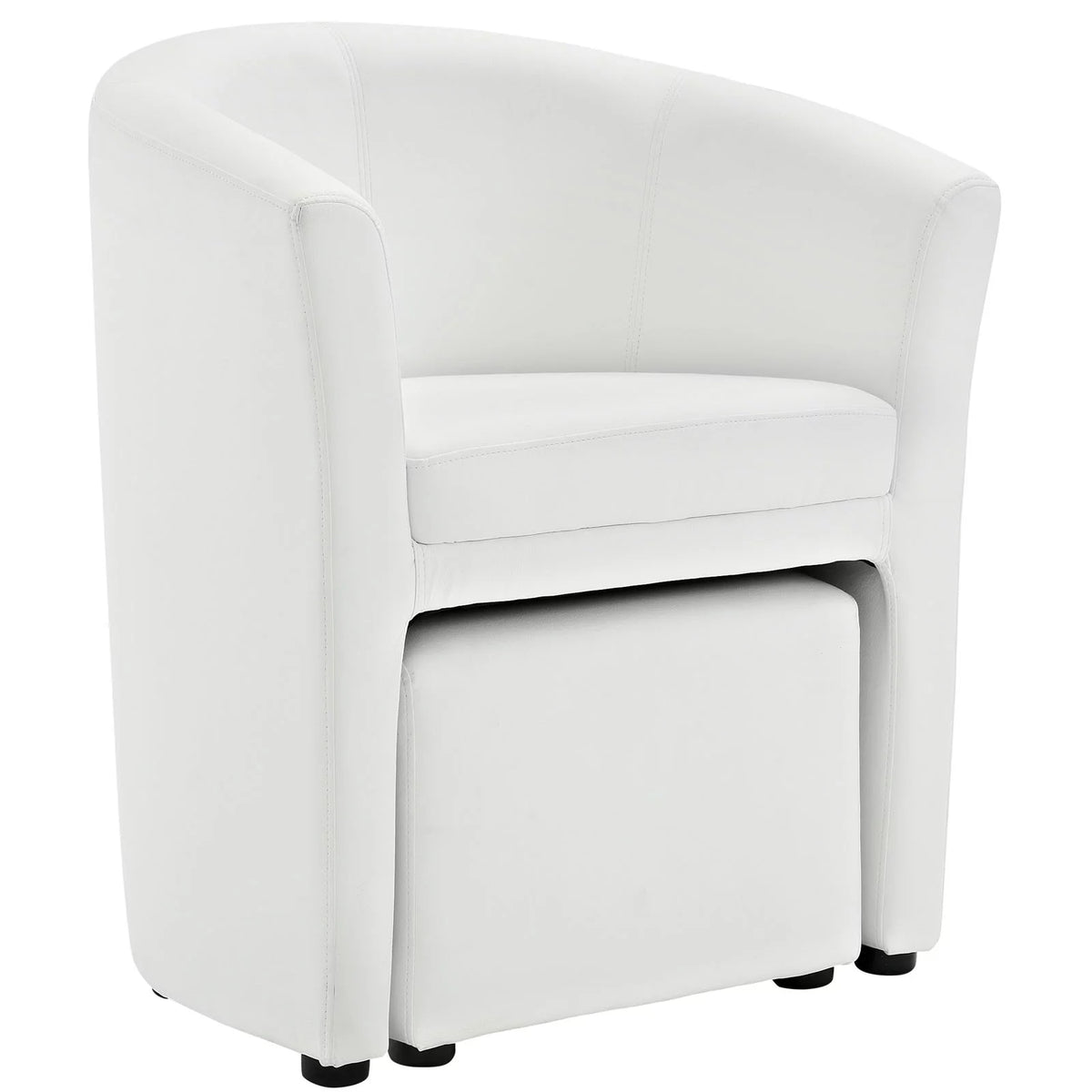 White Faux Leather Armchair and Ottoman Y990996