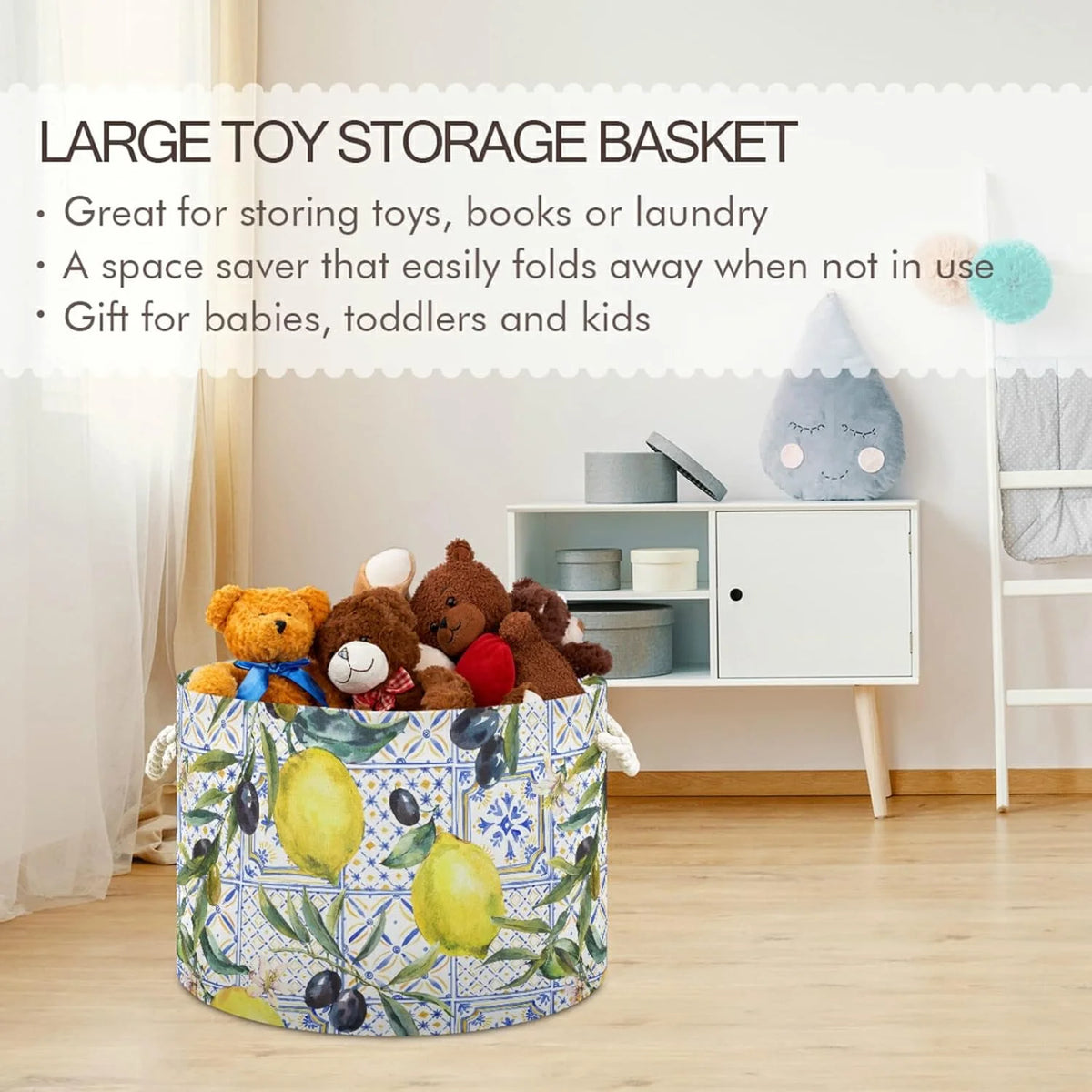 Collapsible Storage Basket with Handle, 20x20x14 in Q893588