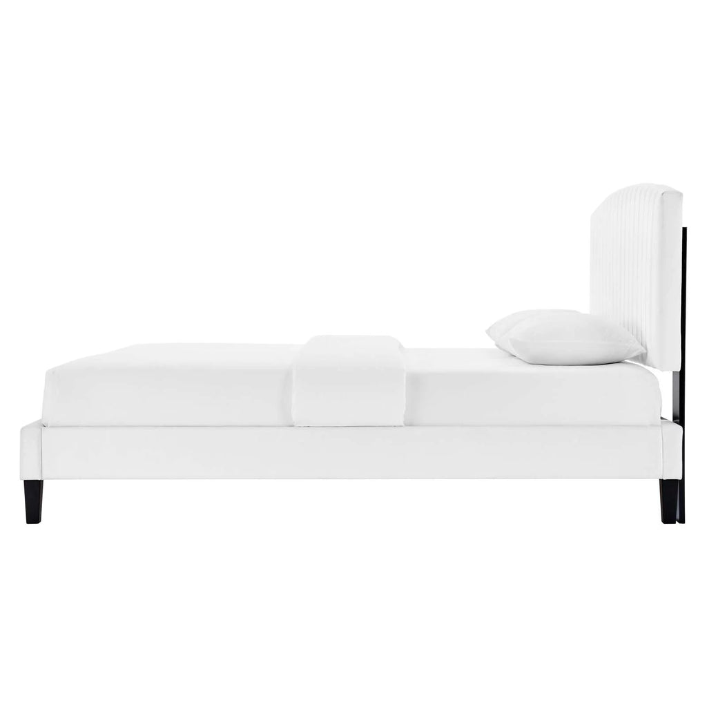 White Twin Size Velvet Platform Bed Frame X237