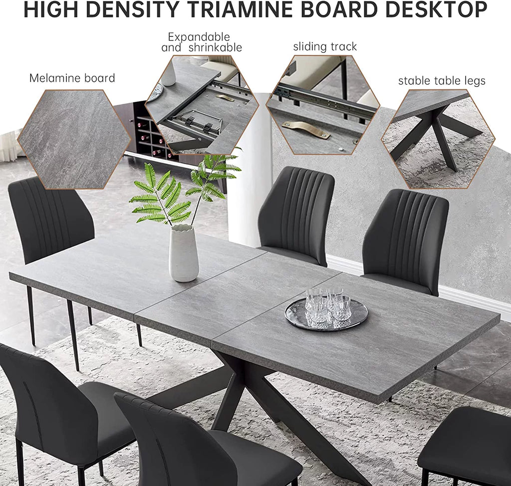 6-8 Person Space Saving Expandable Metal Frame Rectangular Dining Table R755302