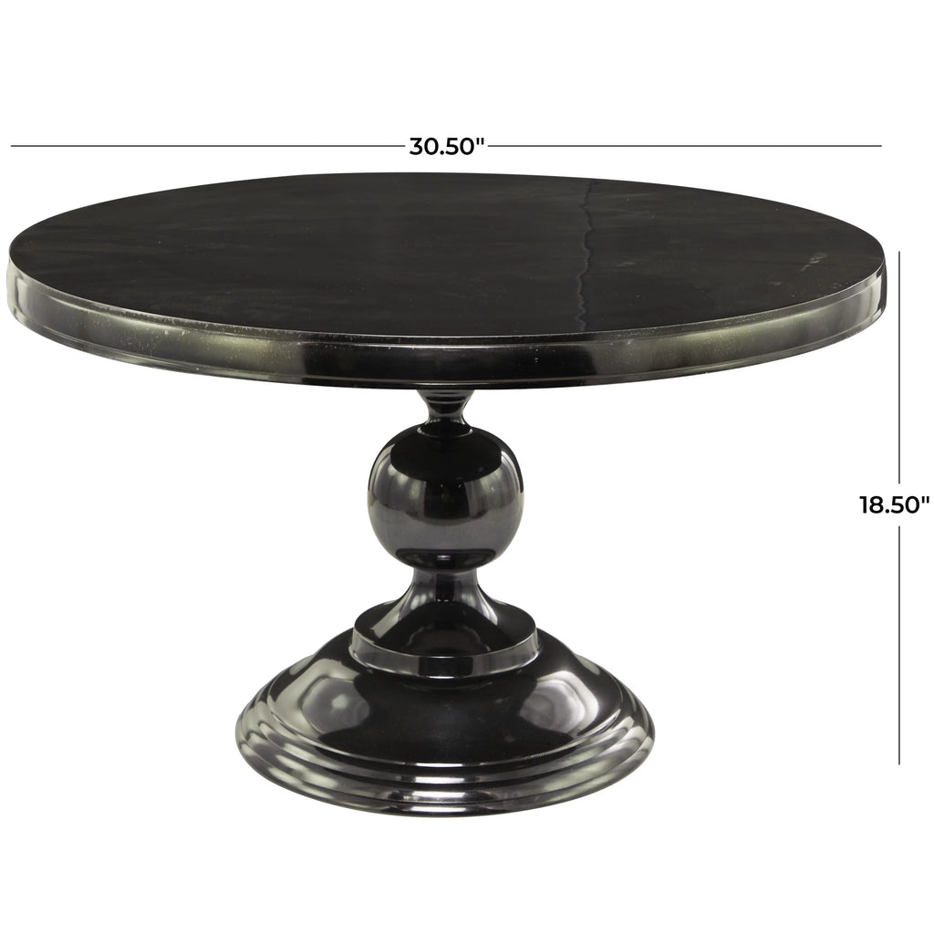31" x 19" Black Aluminum Coffee Table with Pedestal Base Y266201