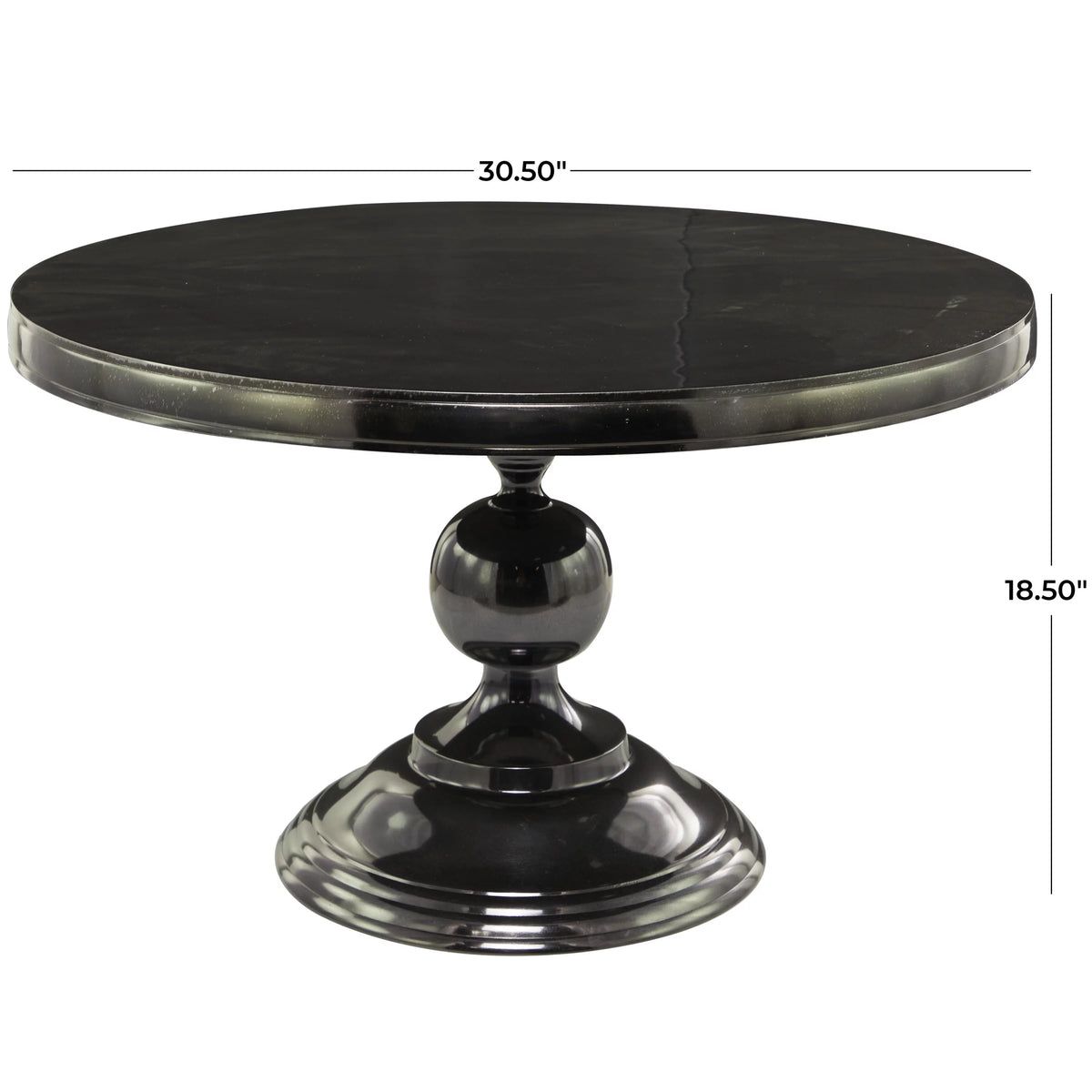 31" x 19" Black Aluminum Coffee Table with Pedestal Base Y266201