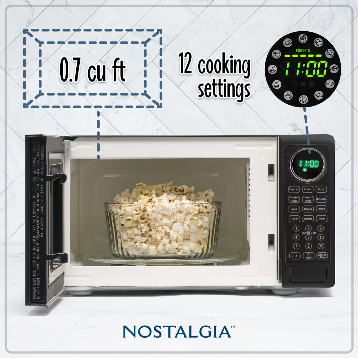 Black 0.7 Cu Ft Retro Microwave D8625